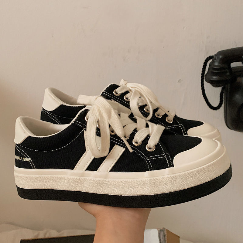 Breakj Women Summer Shoes 2022 Casual Black Patchwork Canvas Sneakers