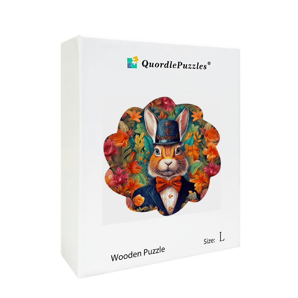 🔥LAST DAY 86 Dapper Rabbit in Bowtie Owl Wooden Jigsaw Puzzle