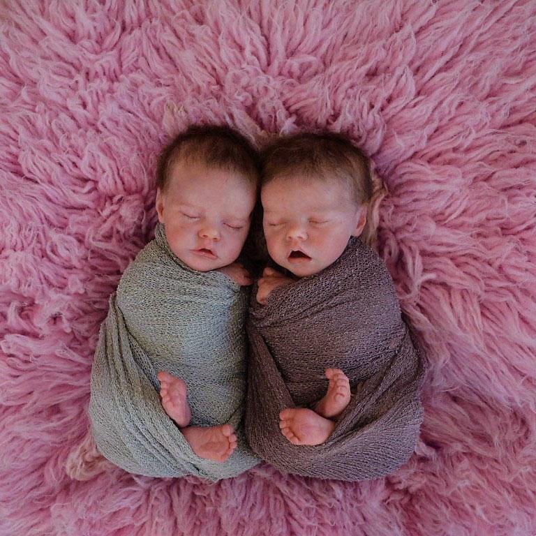 17'' Real Lifelike Twins Sister Aidan and Nadia Reborn Baby Doll Girl
