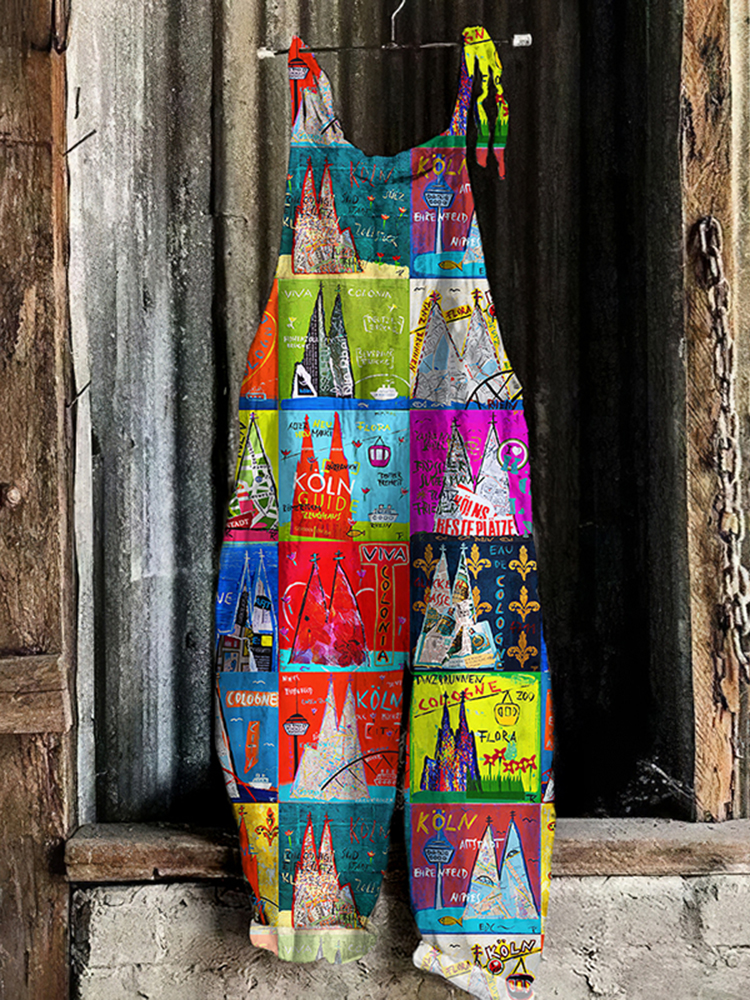 Comstylish Women's Cologne Cathedral Art Painting Printed Loose Fit