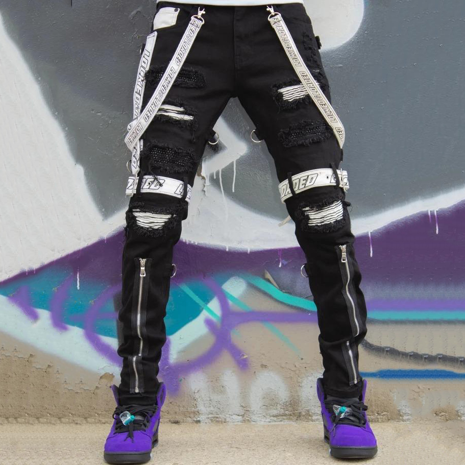 Streetwear Stacked Jeans, Trend Men's Pants Techwear Club