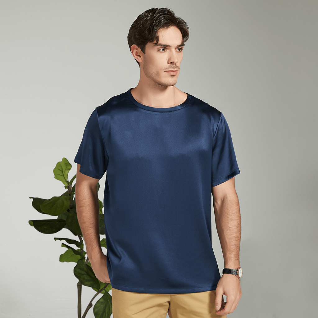 Realsilklife 22 Momme CrewNeck Mens Silk Tshirt