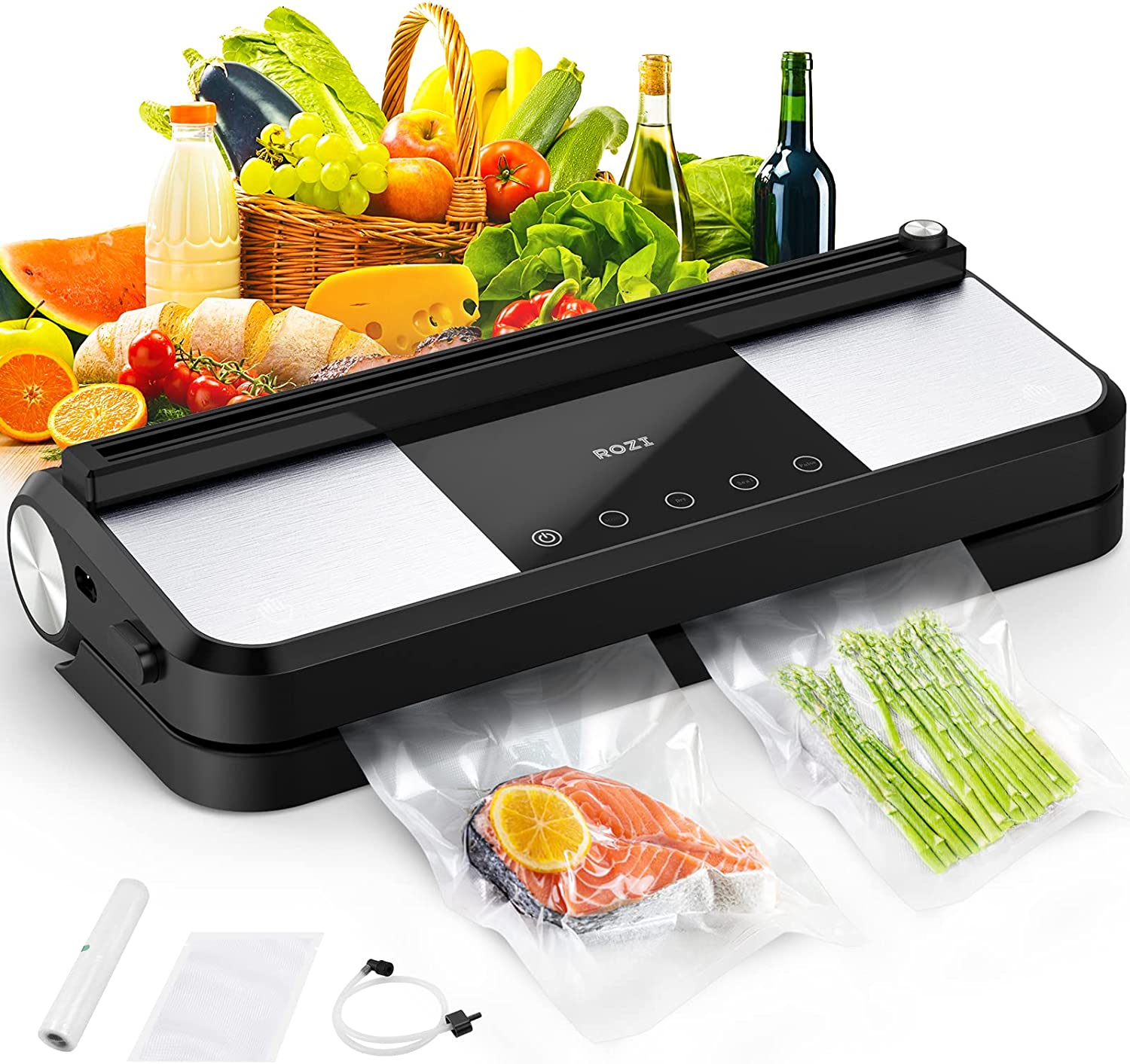 Vacuum Sealer Machine, Rozi Food Vacuum Sealer with Builtin Cutter and