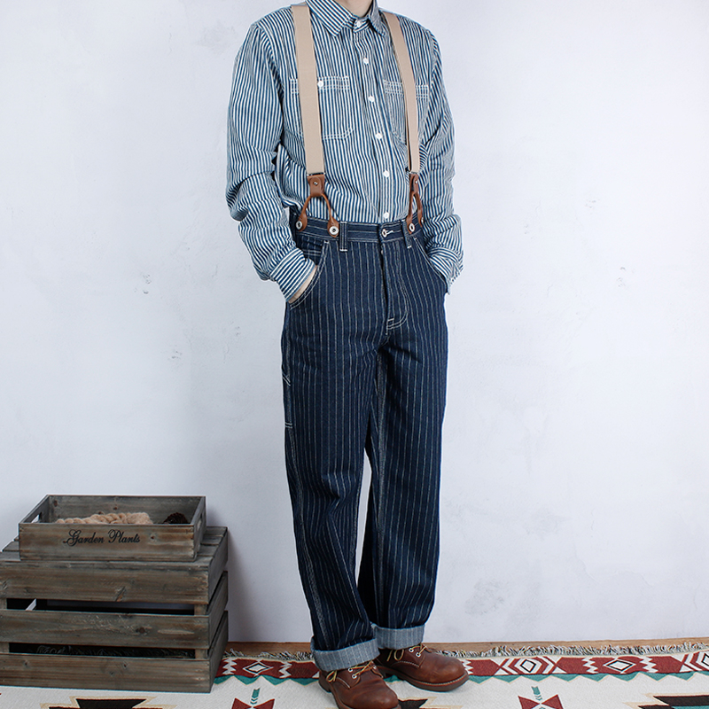 Vintage Striped Denim Overalls