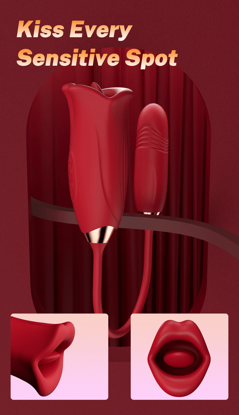 3in1 Biting Licking & Telescopic Rose Vibrator Rose Toy