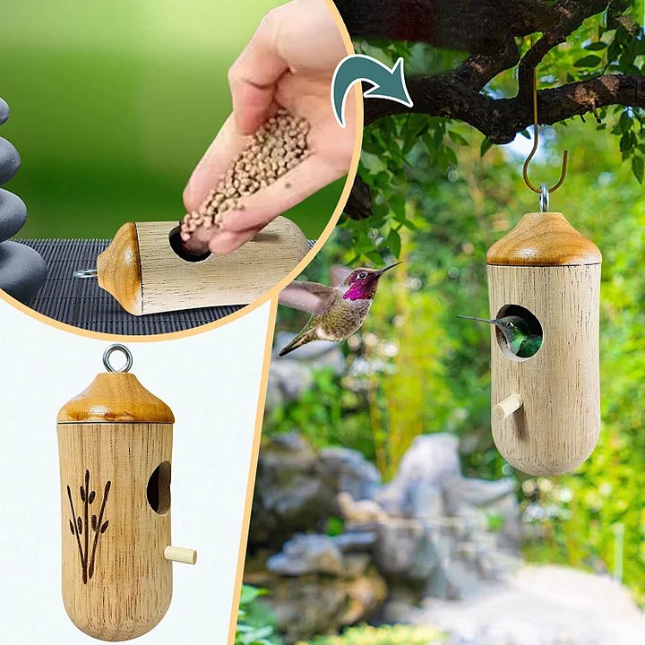 Wooden Hummingbird HouseGift for Nature Lovers Rrsstore
