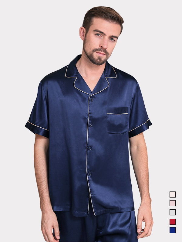 Monogrammed 19 Momme Silk Pajamas Set for Men MultiColors