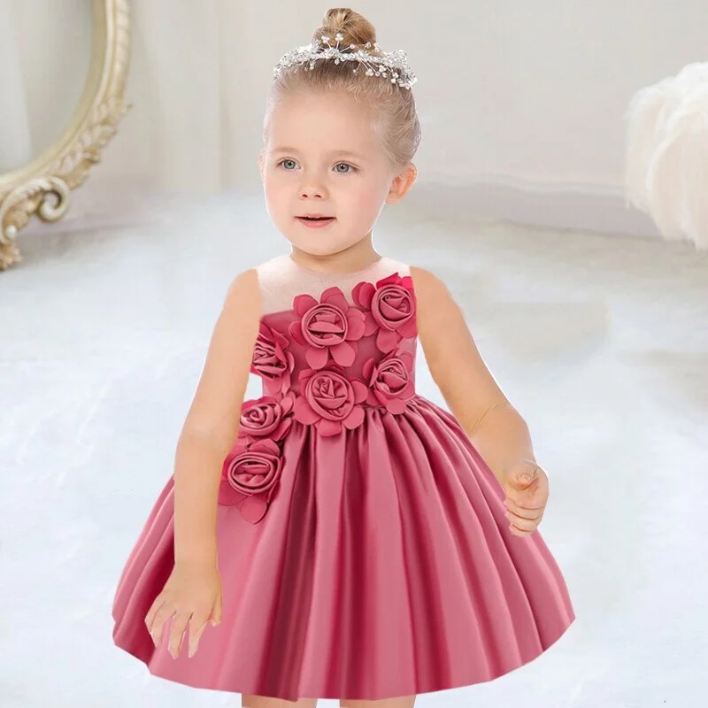 Uveng Baby Girl First Birthday Party Dress 12 Month Newborn Kids Rose