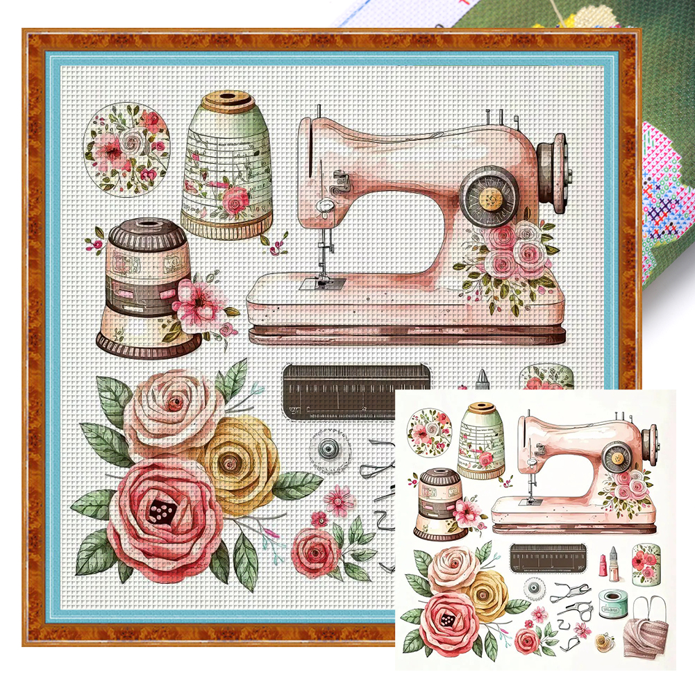 14CT Full Stamped Cross Stitch Sewing Machine (40*40CM)