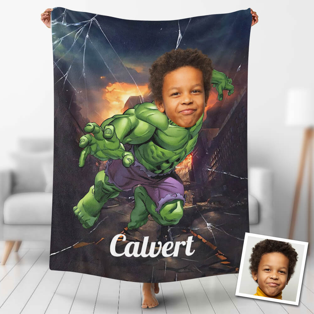 Custom Blankets Personalized Photo Blanket Fleece Flying Hulk Style Blanket