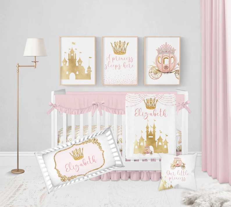 Personalized Princess Crib Bedding SetBed28