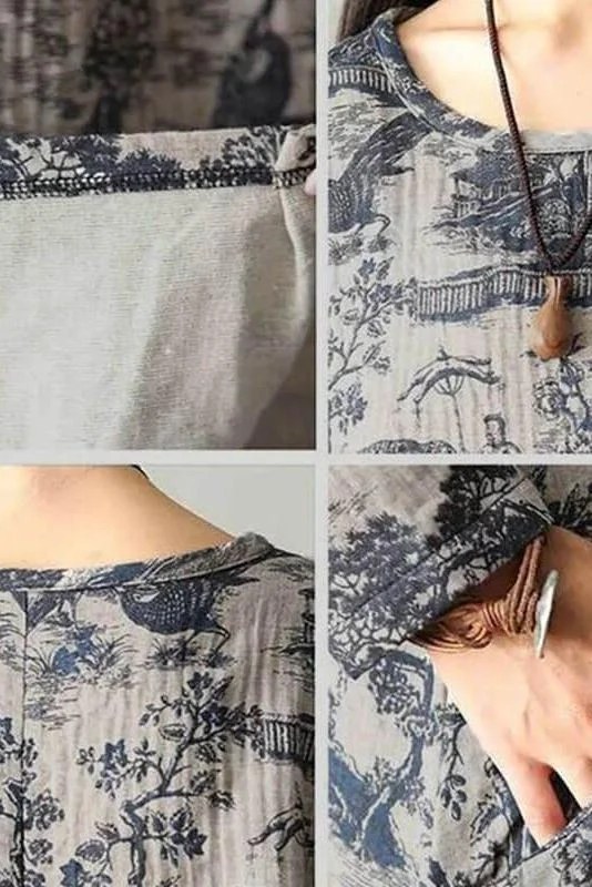 Plus Size Printing Cotton Dress Robe