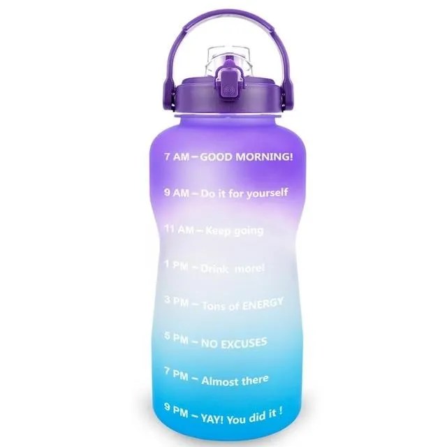 1 Gallon Water Bottle with Time Marker & Straw