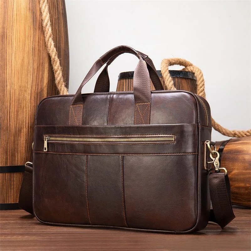 Practical Leather Briefcase Handbag Business Crossbody Bag With Unique