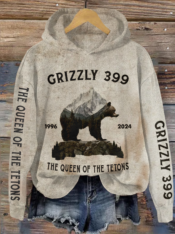 Comstylish Women's In Memory Of Grizzly 399 Forever Printed Hoodie