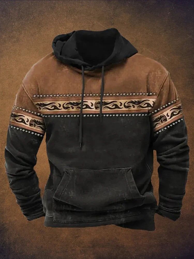 Comstylish Men's Vintage Western Cowboy Hoodie