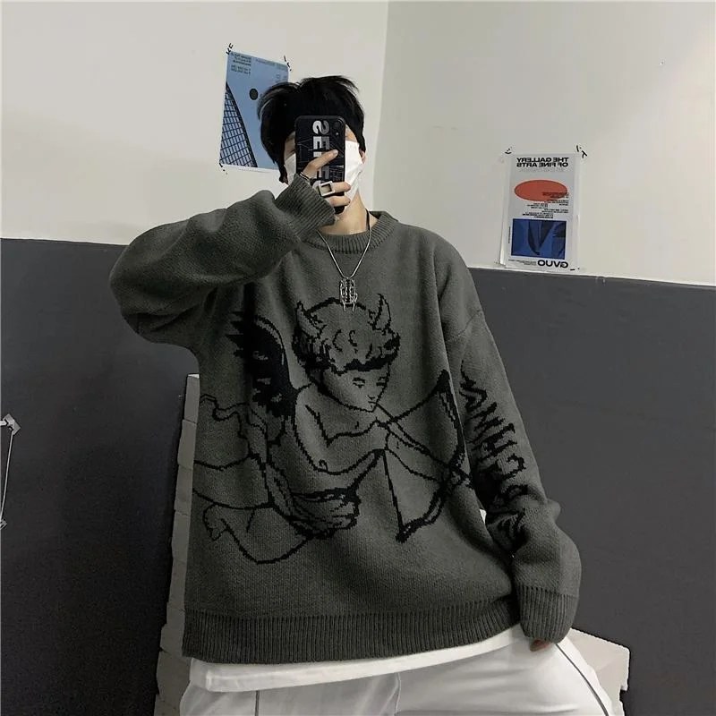 ARCHERY ANGEL PRINT KNIT SWEATER