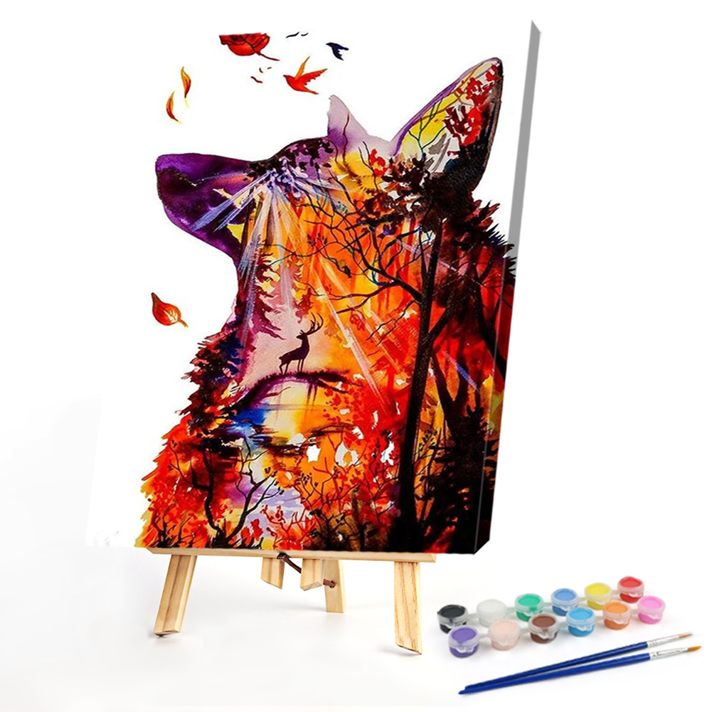Autumn Leaves WolfPaint by Numbers Acrylic Painting 40*50CM
