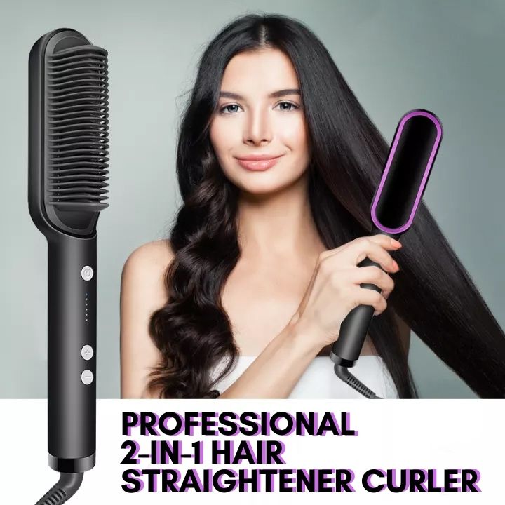 PROFESSIONAL 2In1 Hair Straightener Curler Hot Air Comb