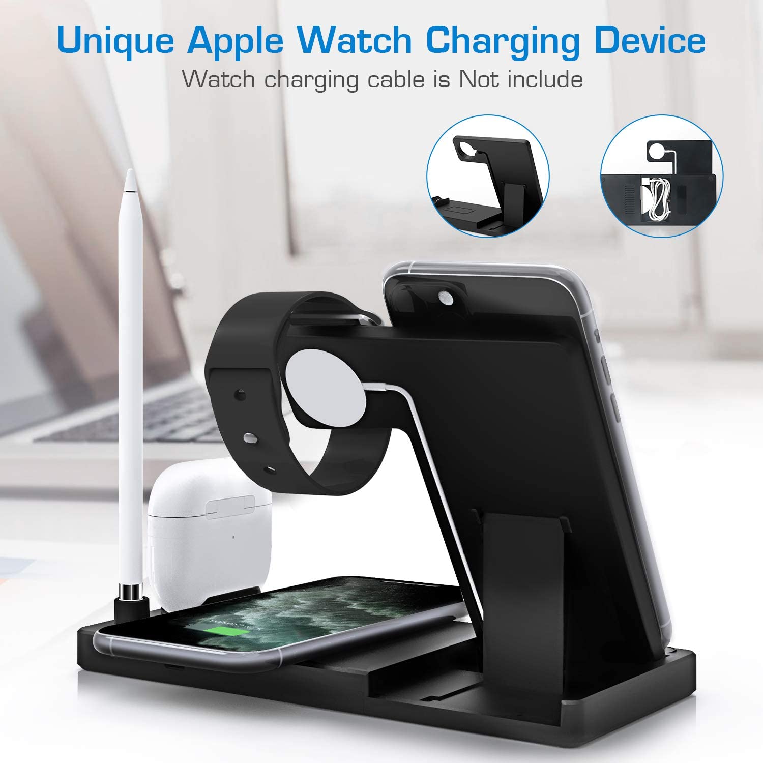 WAITIEE Updated Version,Wireless Charger 5 in 1,Qi Wireless Charging