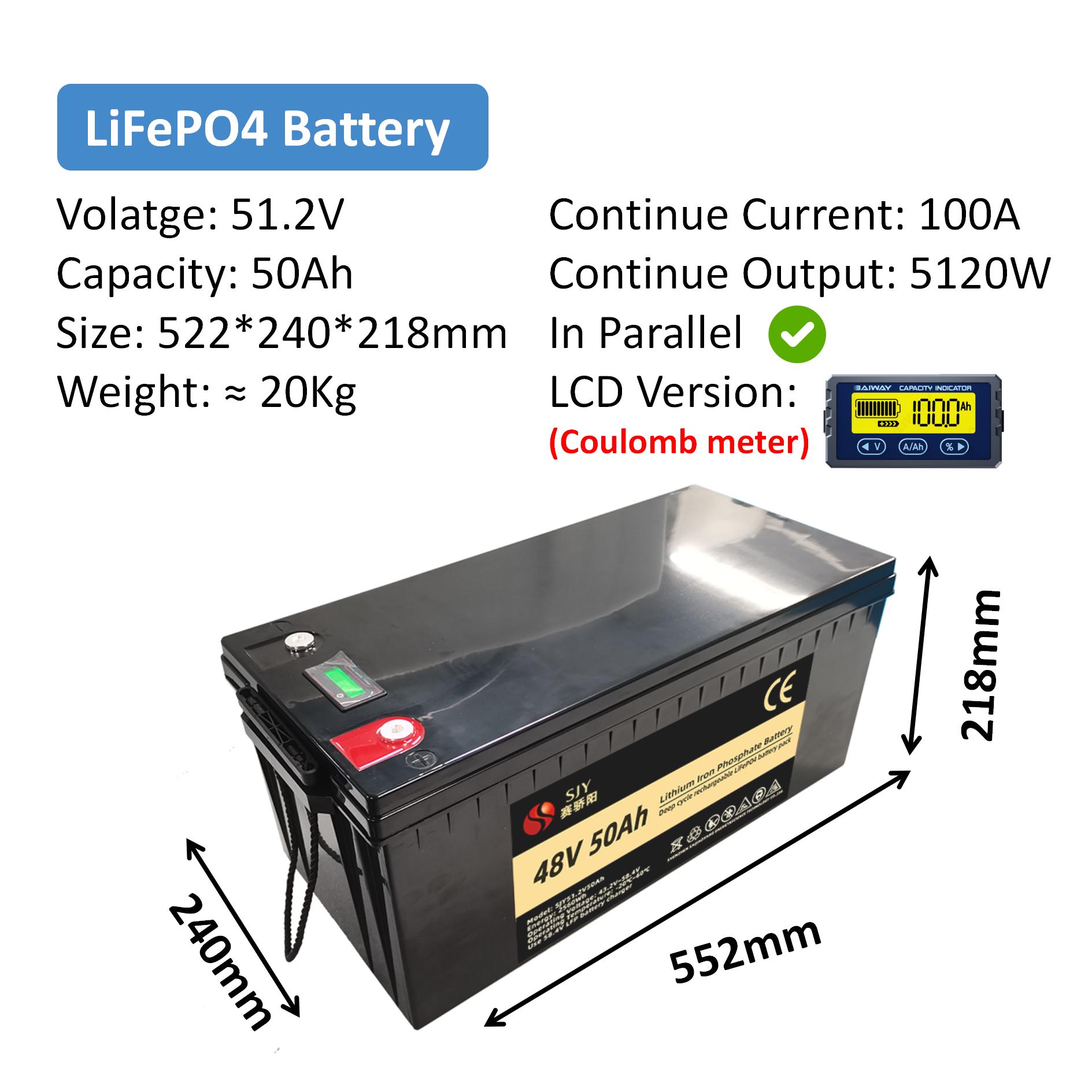 Grade A 48V100AH LiFePO4 48V50AH Lithium Iron Phosphate Battery 48V 51