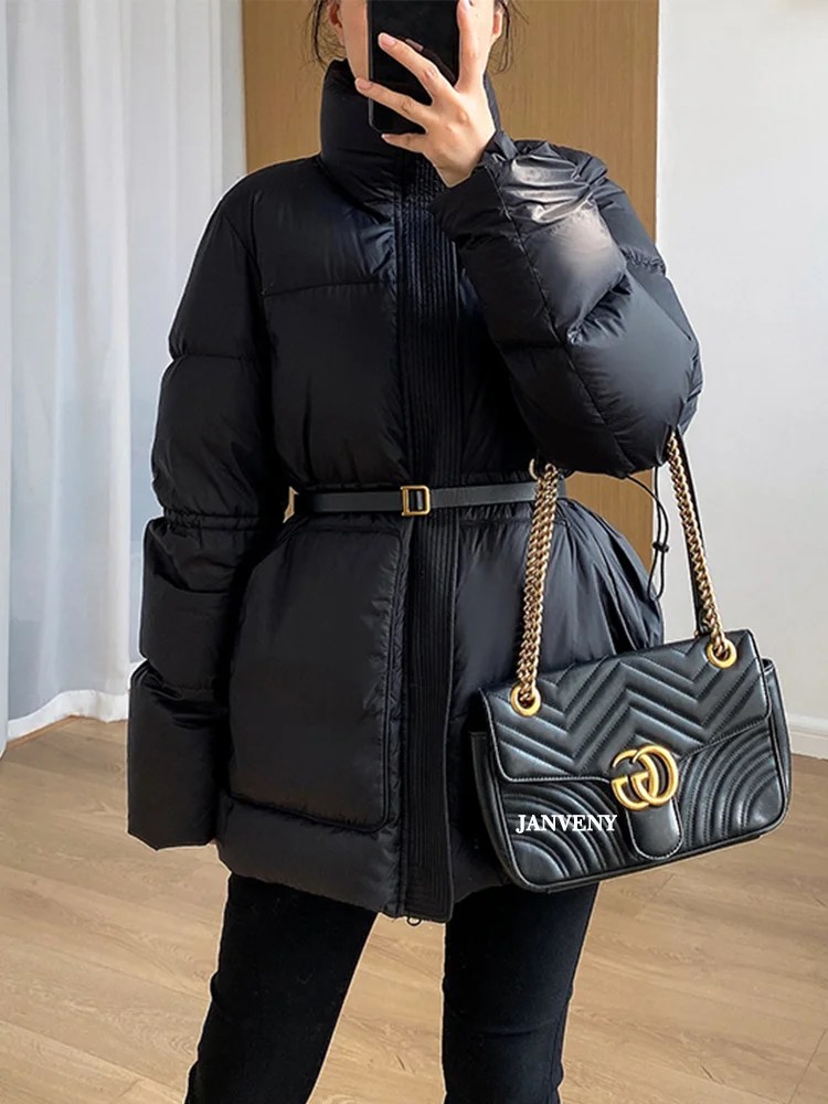 Woherb 2022 High End Women Winter Duck Down Parka Zipper Up Waist Baggy