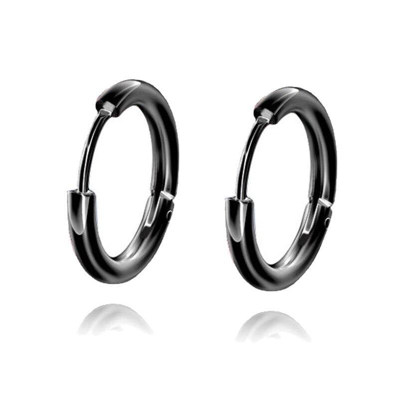 925 Sterling Silver Small Hoop Earrings Men Hip Hop Jewelry