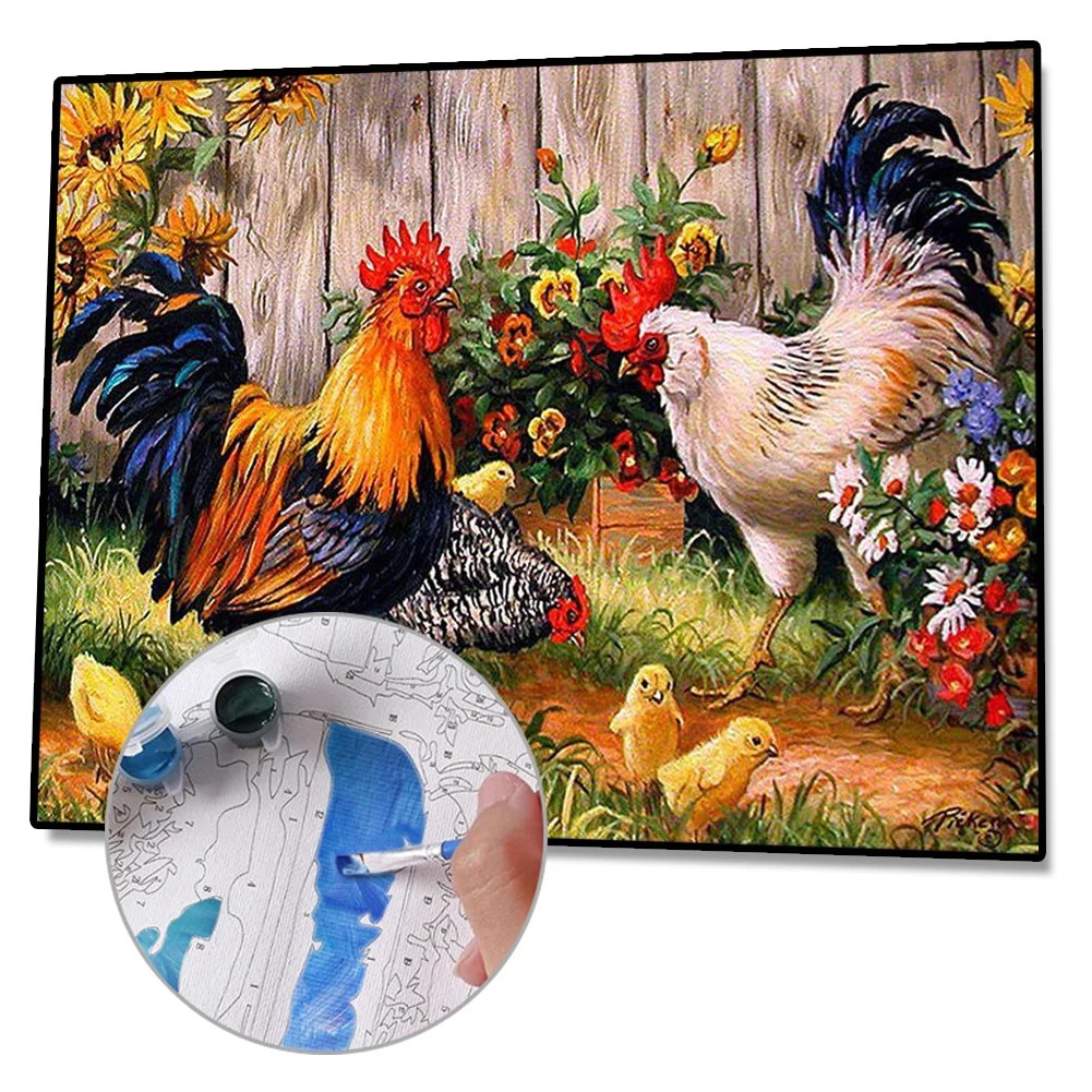 Flower Chicken Paint by Numbers 40x50cm