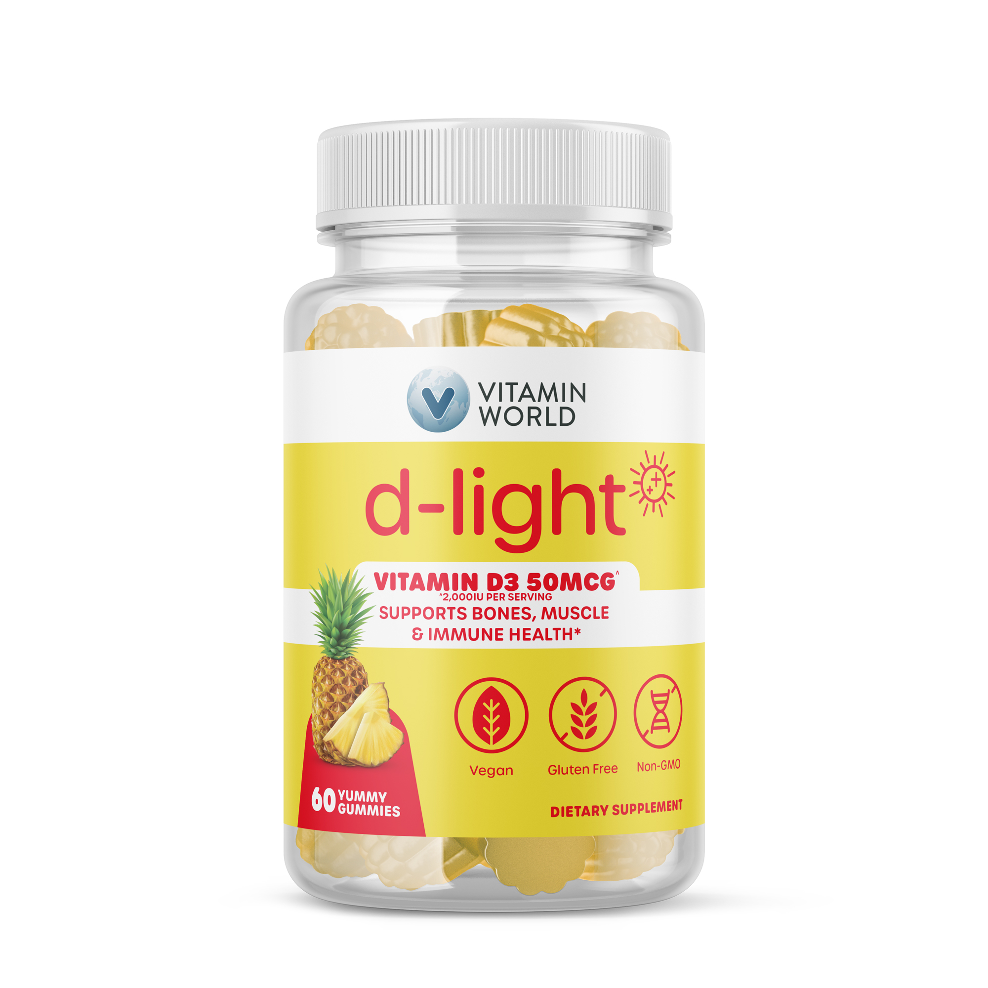 dlight Vitamin D Gummies, 50MG (2000iu) Vitamin D3, Bone Health, Joint