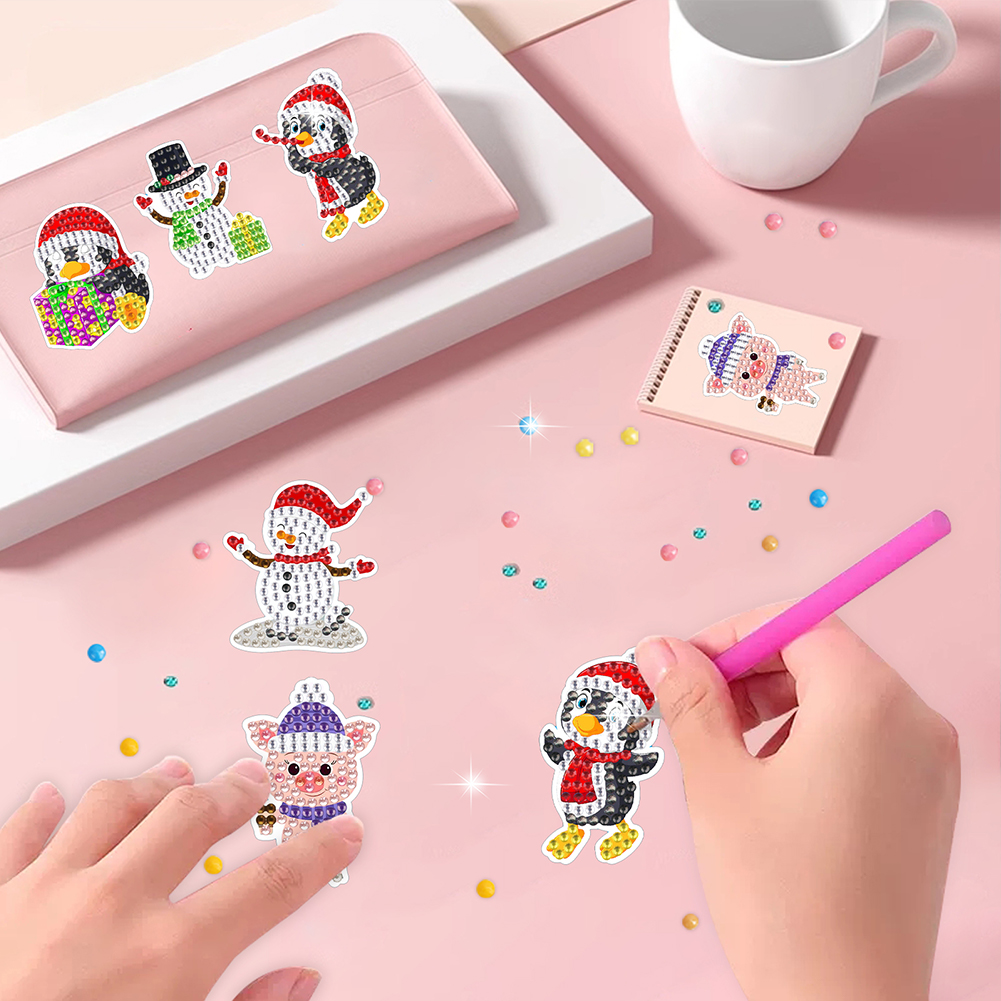 2 Sheet DIY Christmas Creature Diamond Painting Glass Sticker
