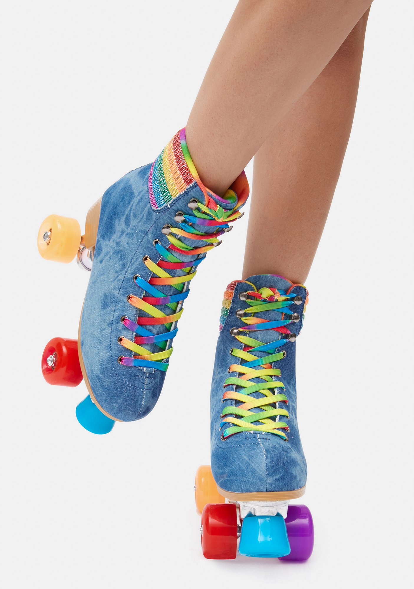 Retro Ravin' Denim Roller Skates