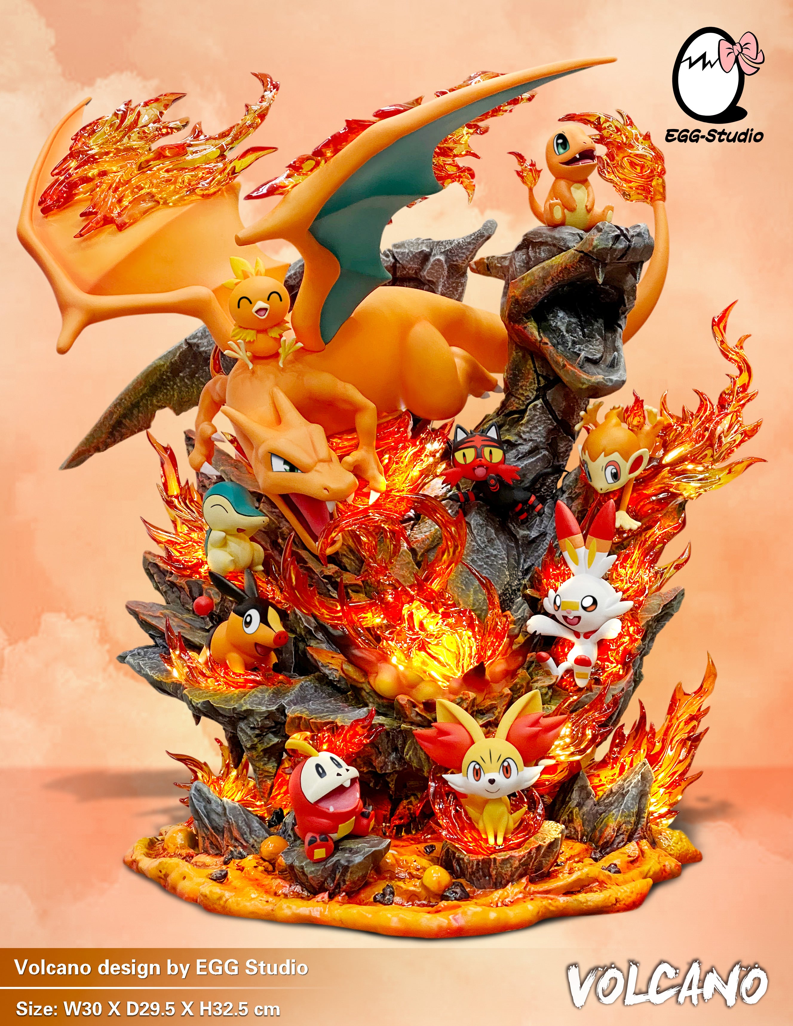 Fire Type Family with LED Pokemon Resin Statue EGGS Studios [In Stock]