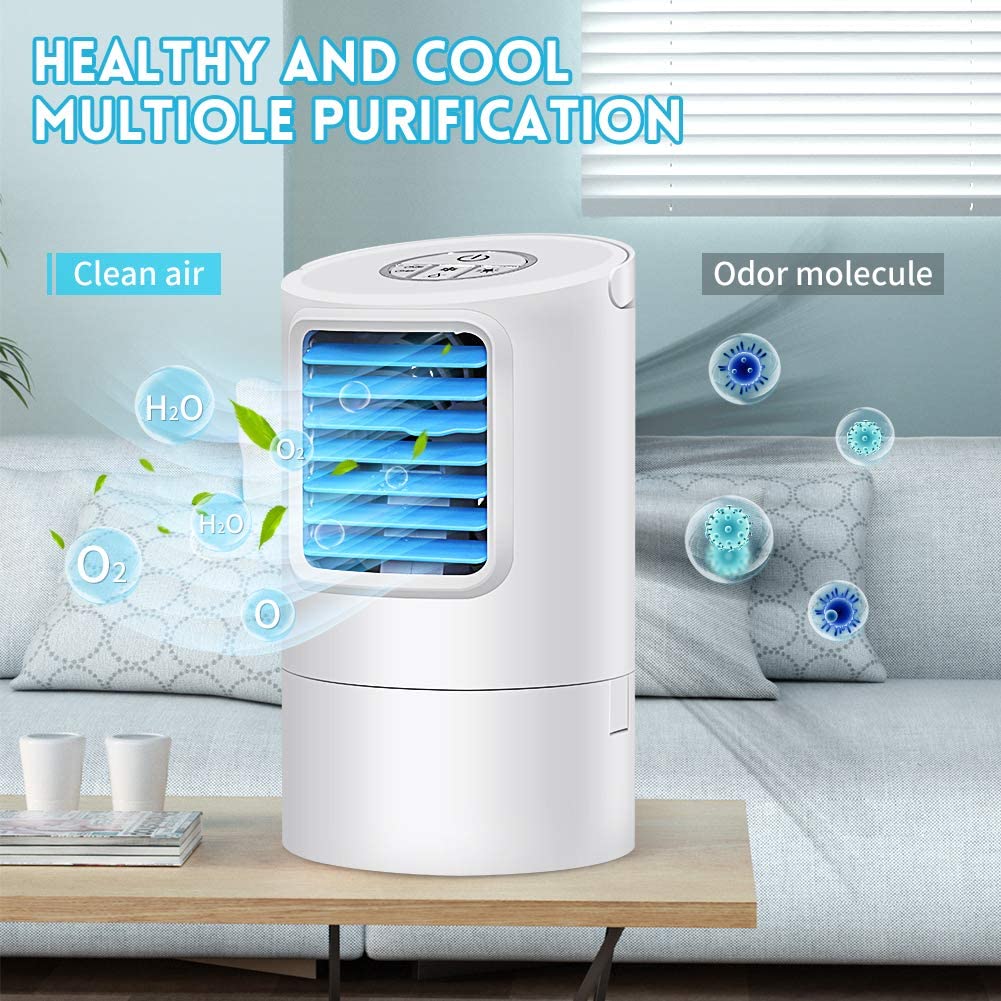 Air Conditioner Fan, Portable Air Cooler, Small Desktop Fan 3 Degree