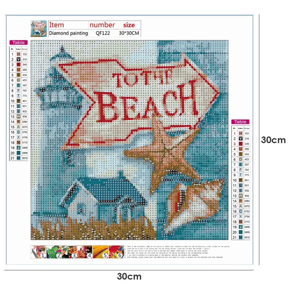 Beach Full Round Diamond Painting(30*30cm)