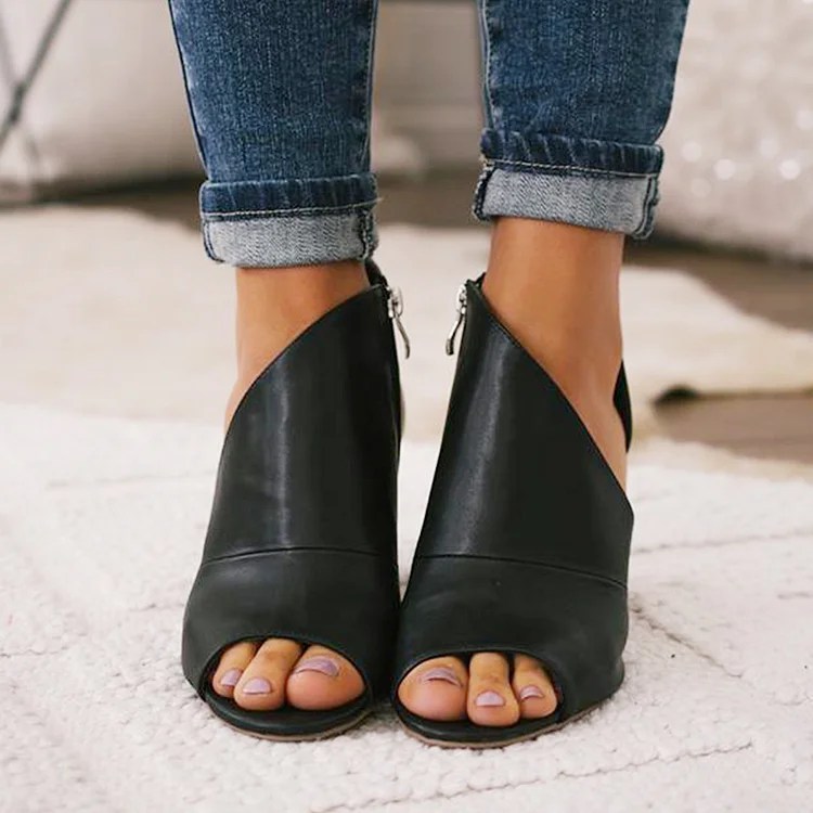 Custom Made Black Suede Peep Toe Pumps Vdcoo