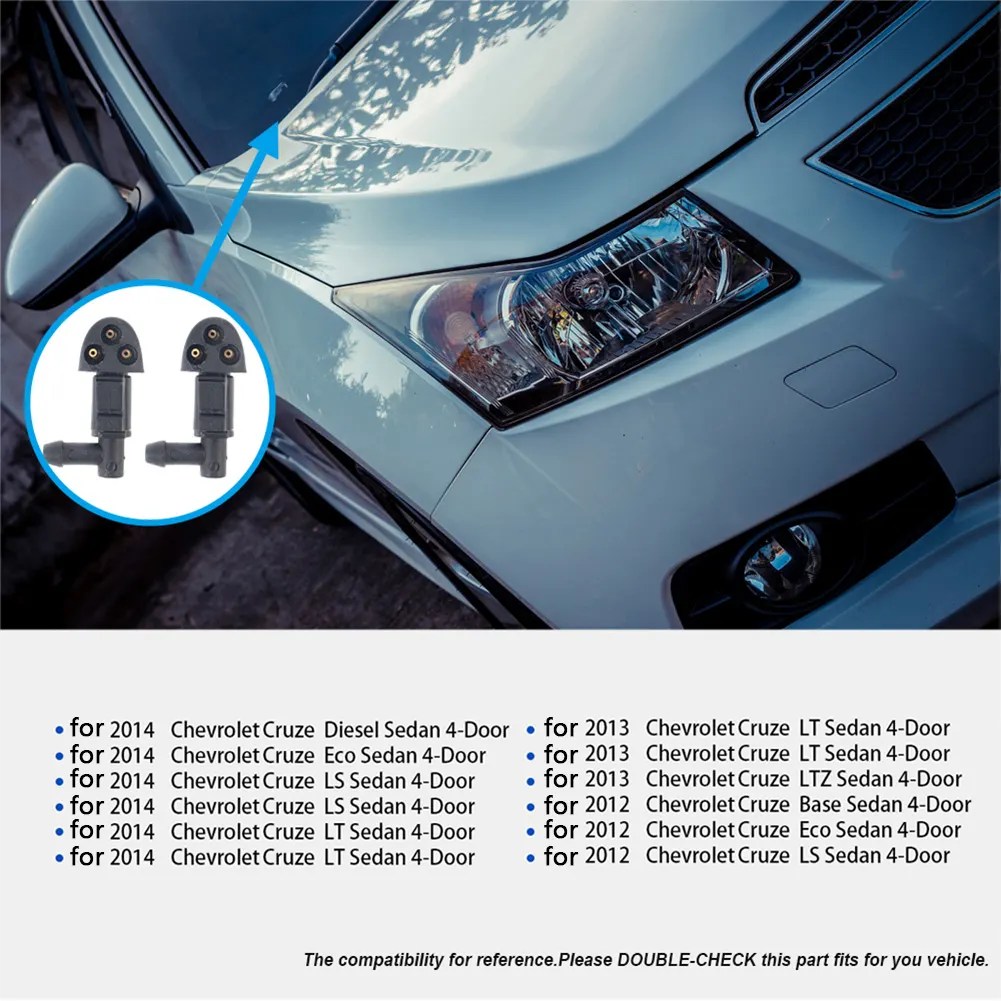 Front Windshield Washer Jet Spray Nozzle Kit for Chevrolet Cruze 20092014