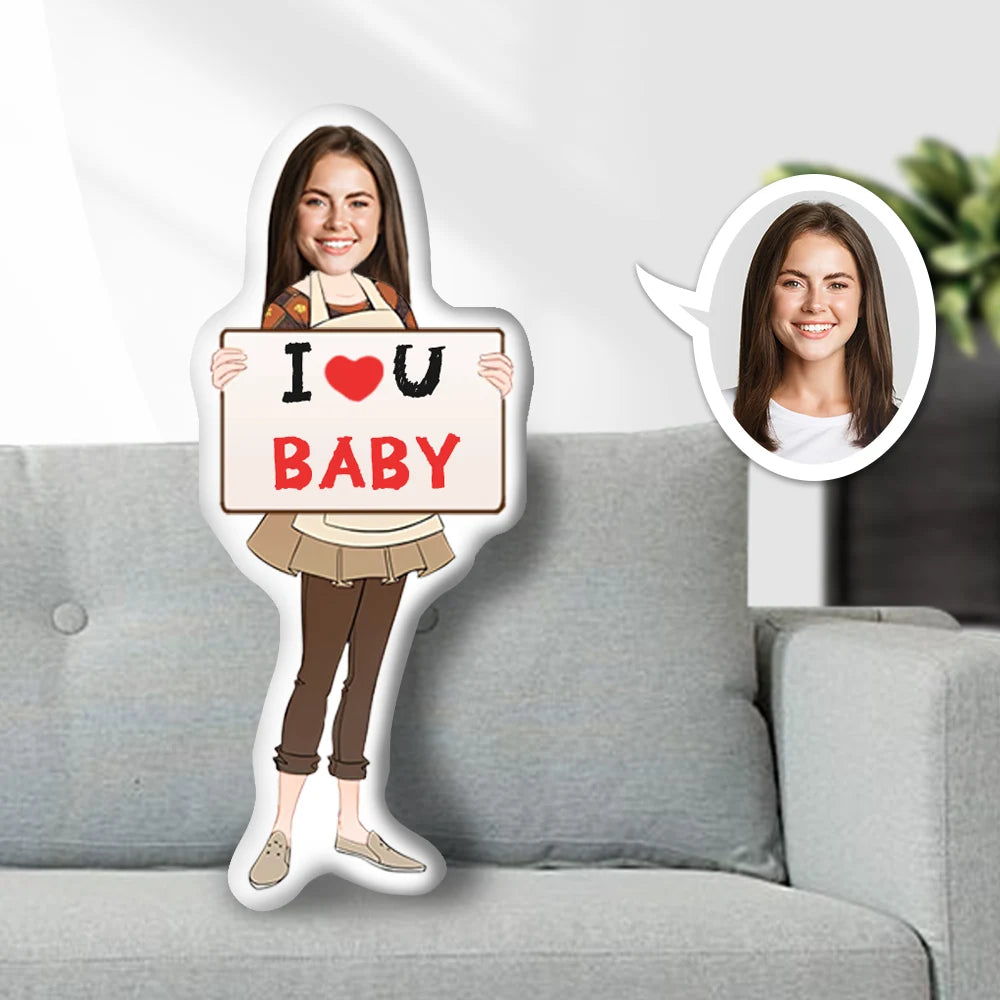 Custom Photo Face Pillow, I Love U Baby Face Pillow, Face Picture