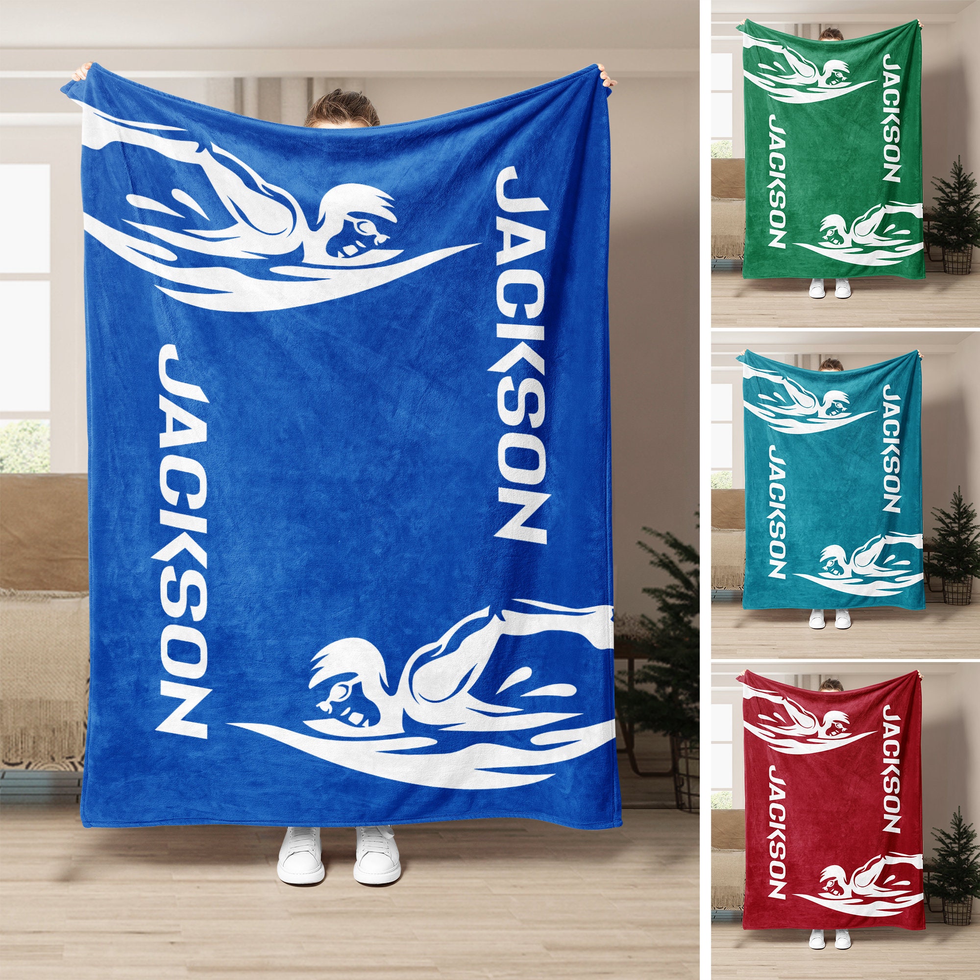 kustomball Swimming Blanket{Custom Name Blankets, Personalized Name