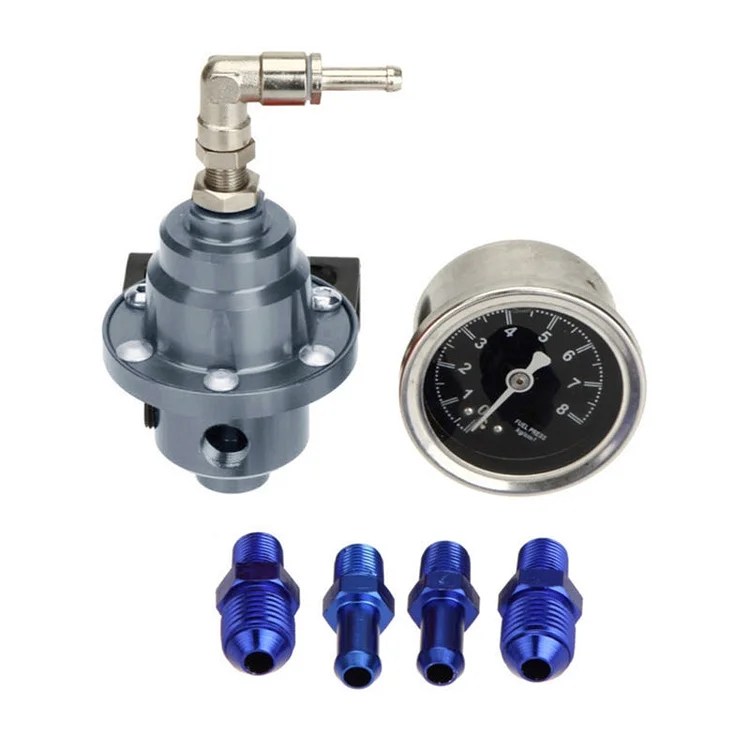 Universal Adjustable Aluminum Fuel Pressure Regulator With Gauge Kit 7