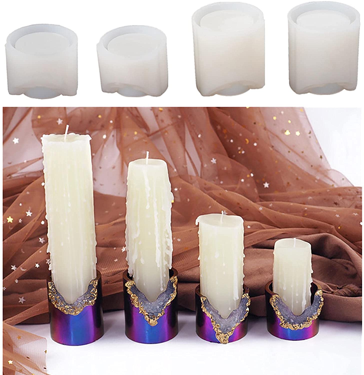 Illuminate Creativity with CrazyMold's 4 Pcs Candle Holder Base Resin Molds Enlighten Your DIY