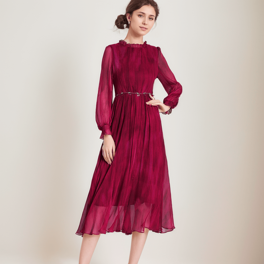 Real Silk Life Red Silk Dress High end and Exquisite Temperament