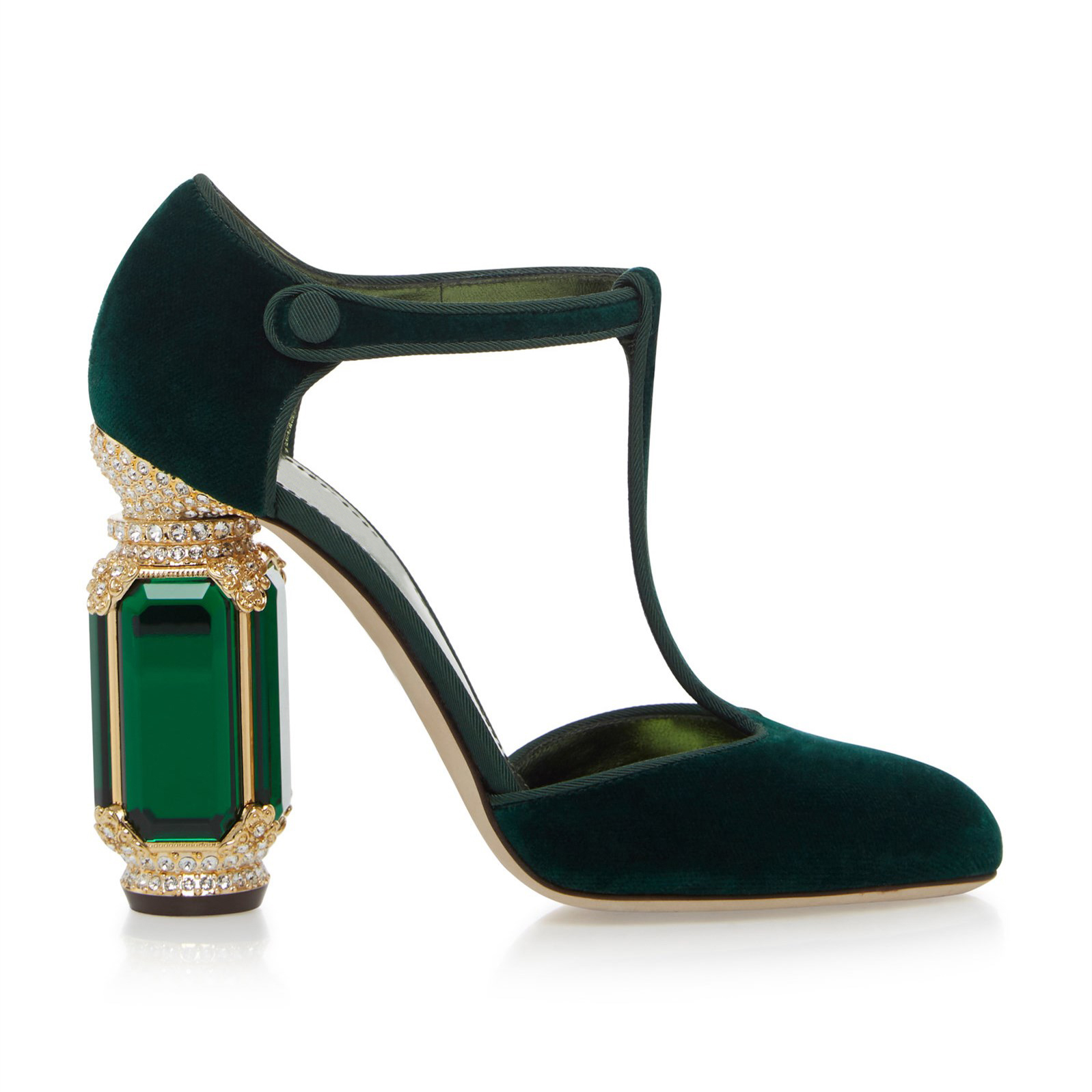 Custom Made Dark Green Velvet Rhinestone TStrap Heel Pumps Vdcoo