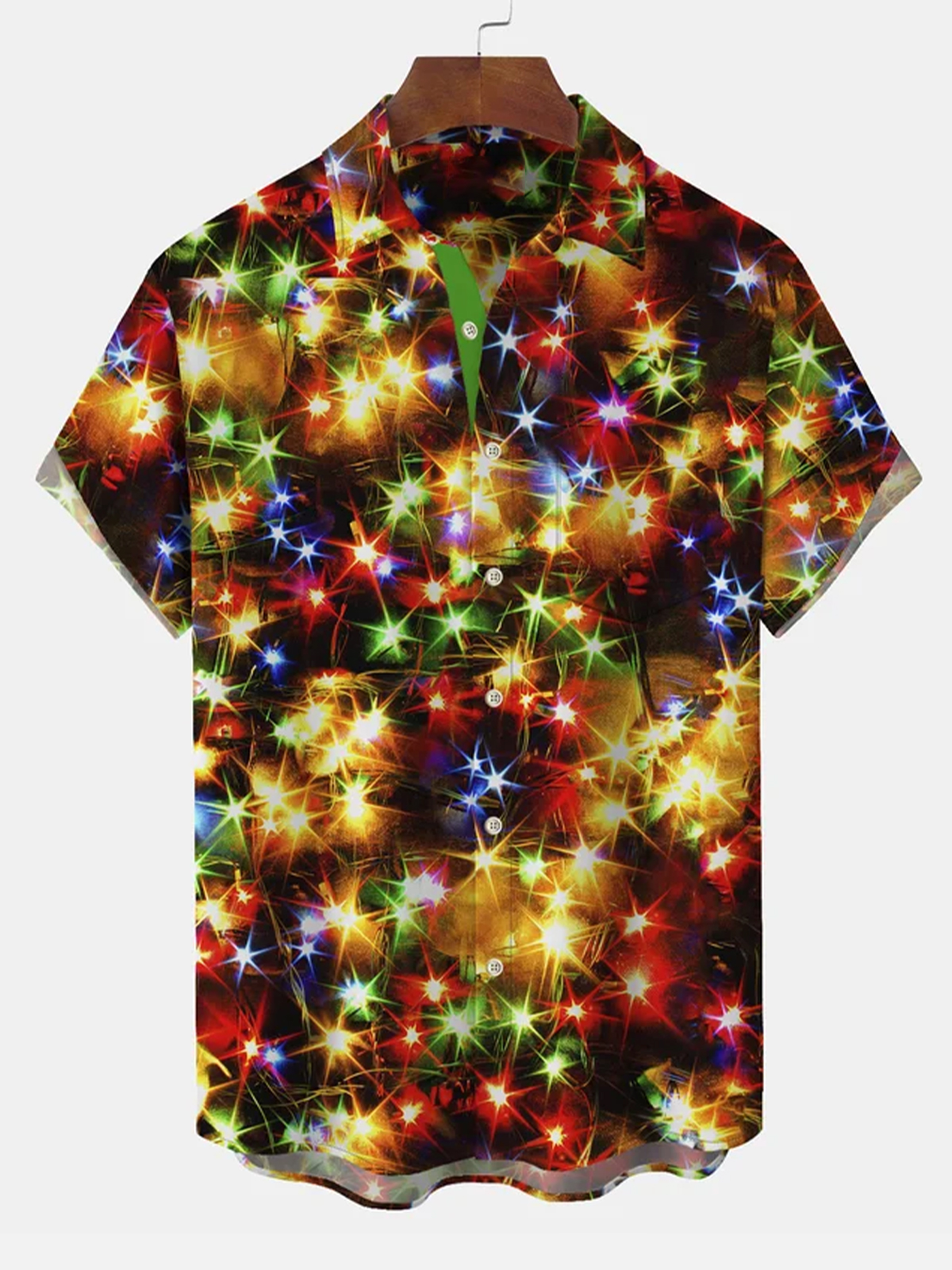 Christmas Gold Neon Men's Shirt Christmas Lights Clothing Button Up Shirt