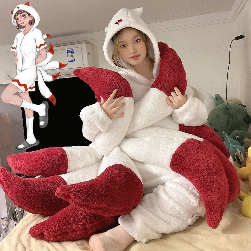 Fox Plush Onepiece Hooded Pajamas MissTip