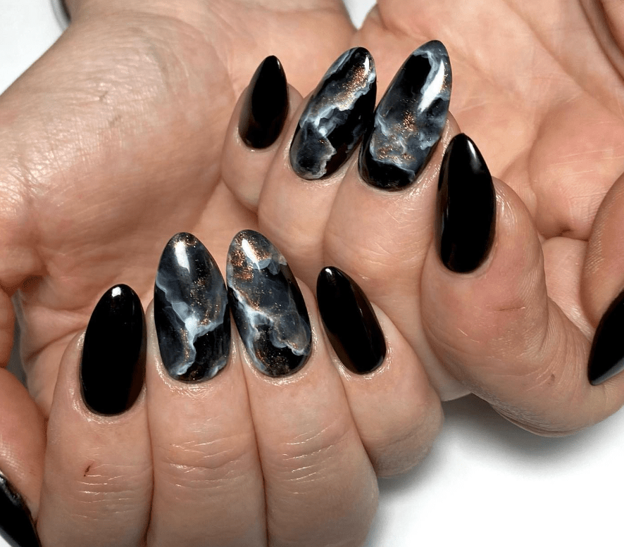 Black Marble Nail Designs for 2023 Morovan