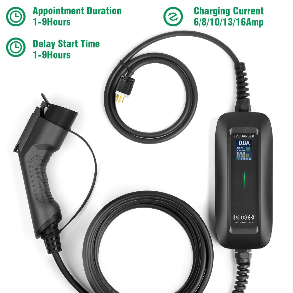 Electric Vehicle Car Charger Evse Type 1 Sae J1772 Level 2 Portable Car