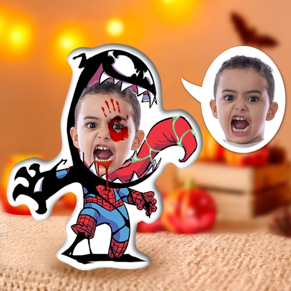 Custom Photo Face Pillow, Halloween Spiderman And Venom Face Pillow, Face Picture Pillow Doll