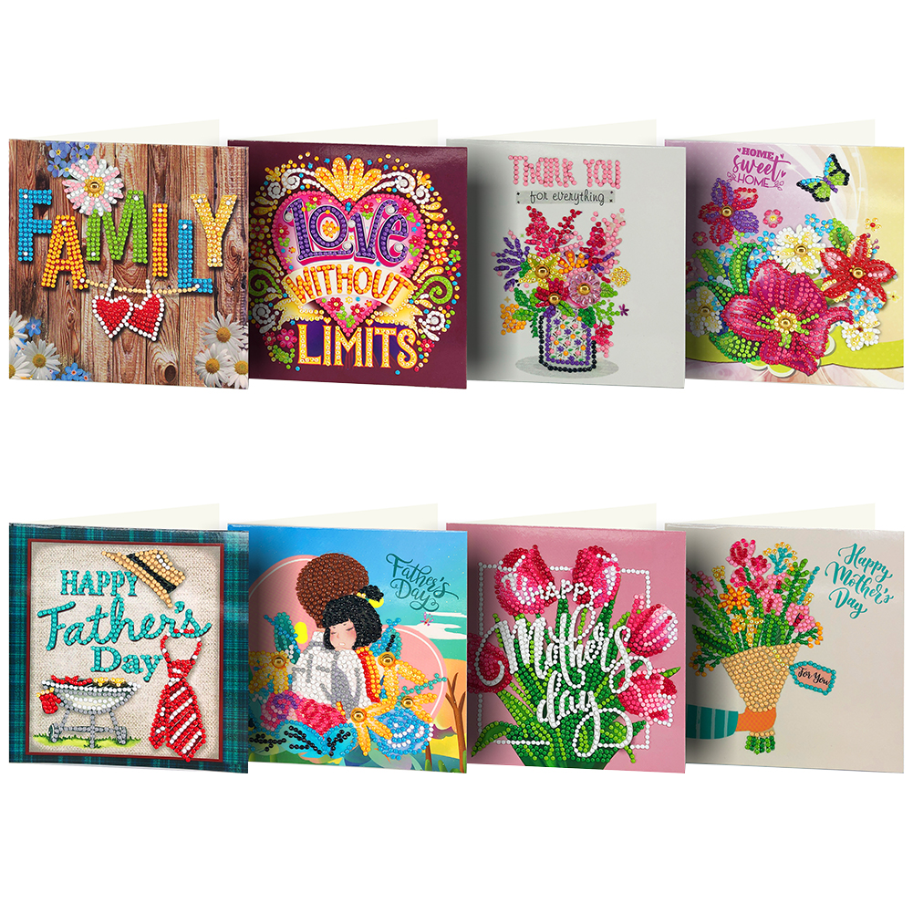 8pcs 5D DIY Drills Diamond Painting Party Gifts Greeting Card