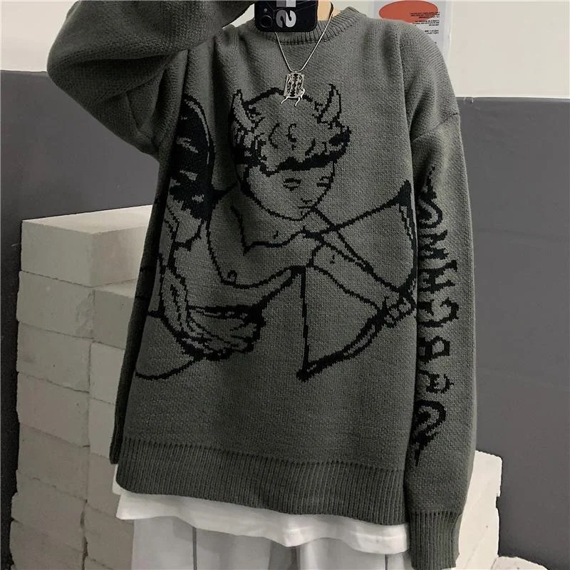 ARCHERY ANGEL PRINT KNIT SWEATER