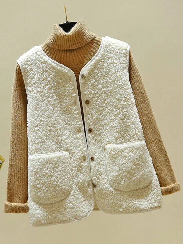 Elegant Coziness Loose Lambswool Vest for Ultimate Warmth